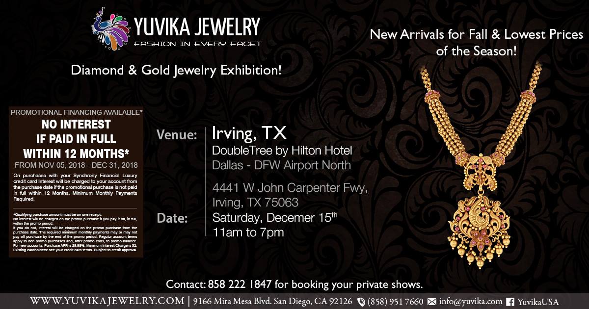 Yuvika Diamond & Gold Jewelry Exhibition in Irving, TX. FindAllindian