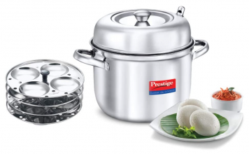 PRESTIGE Stainless Steel Classic 4 Plate Idli Cooker, Medium, Silver